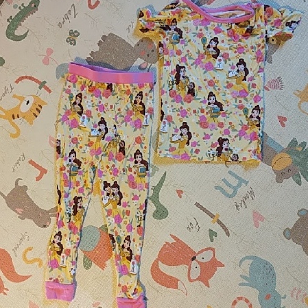 Little Sleepies Princess Print Pajama Set - Pink and Yellow